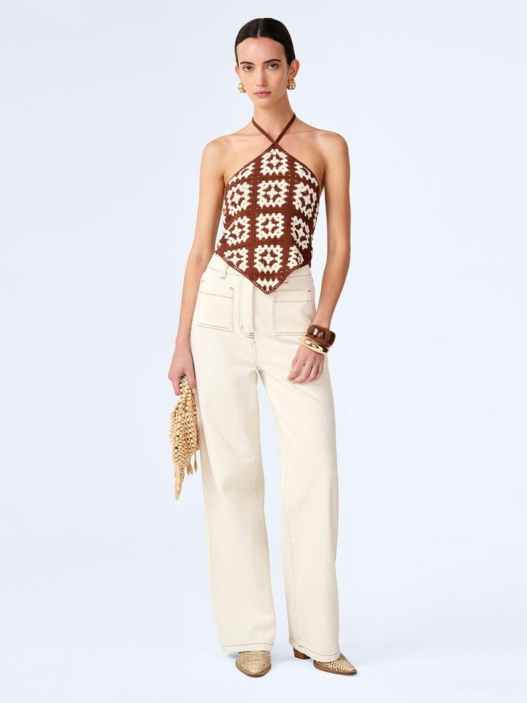 Miles Top in Brown and Cream (XS)